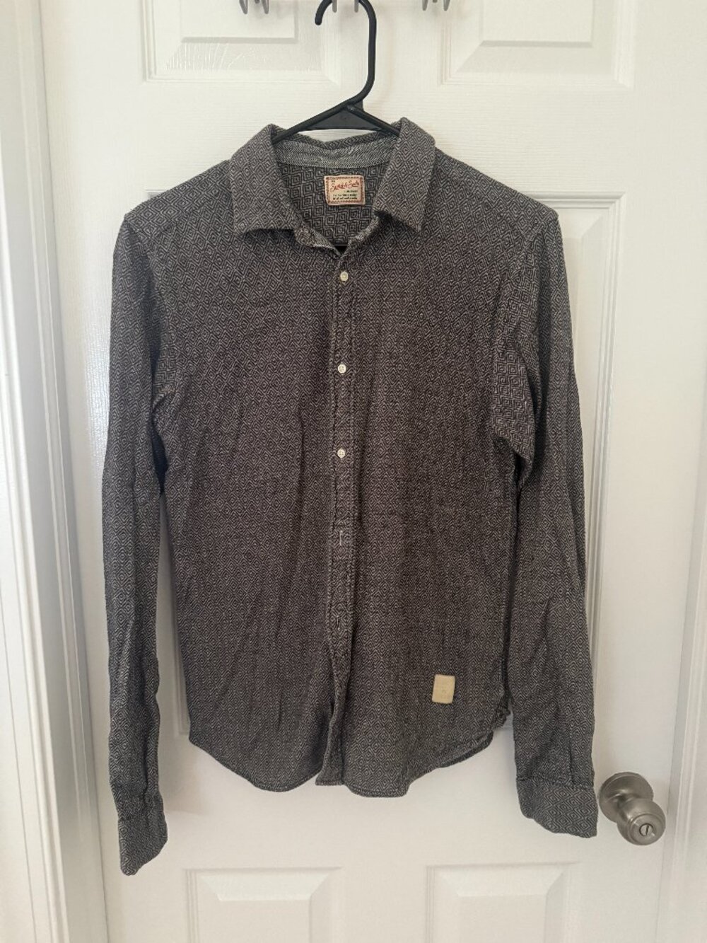 Black and Grey silver diamonds Scotch and Soda button up Small